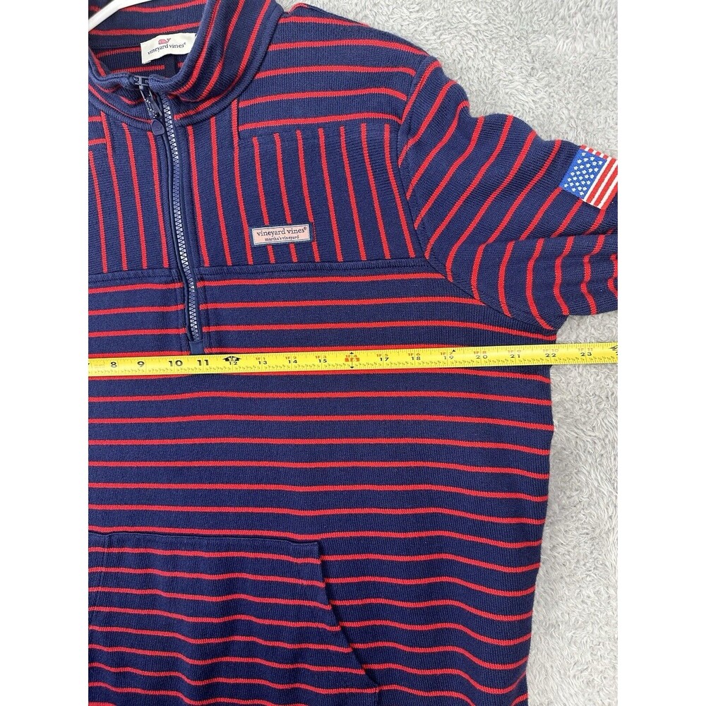 Vineyard Vines Women’s USA Strip 1/4 Zip Pullover Sweatshirt Red And Navy Size L - Picture 7 of 11